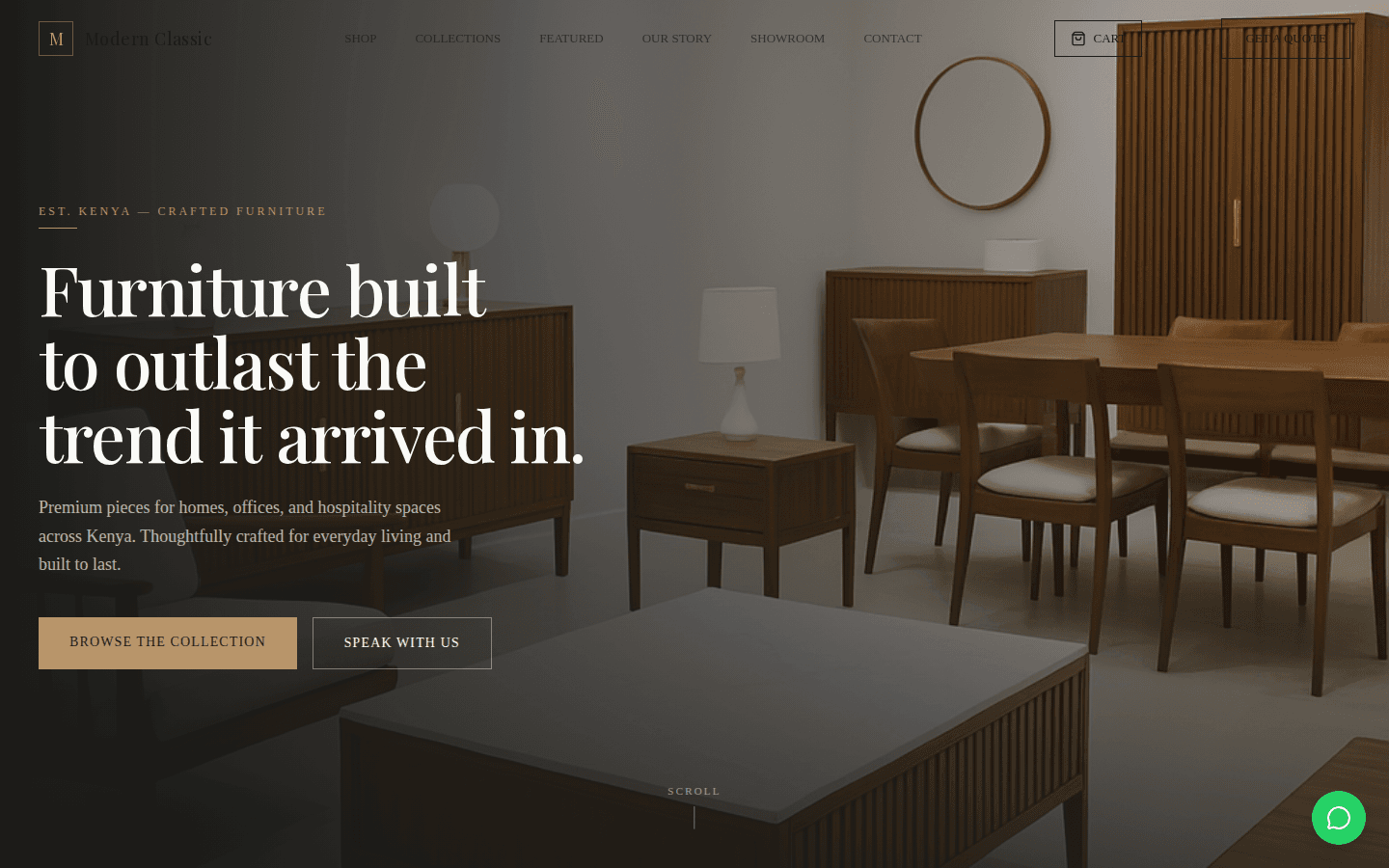 Modern Classic Furnitures homepage